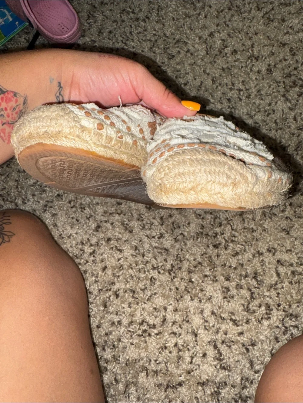 Tory Burch Shaw espadrille flats tan & white 8.5